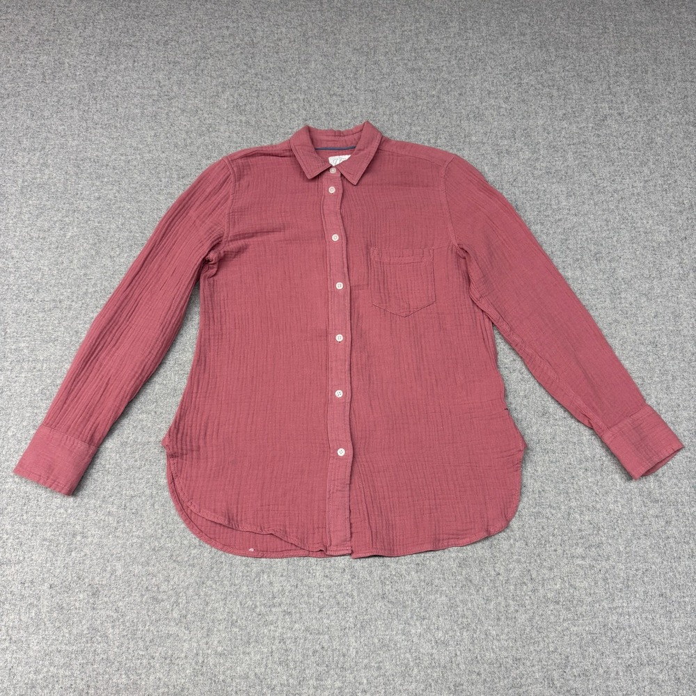 J.Crew Button Down Shirt 10 Pink Double Gauze Cotton Re-Imagined Classic Fit Top